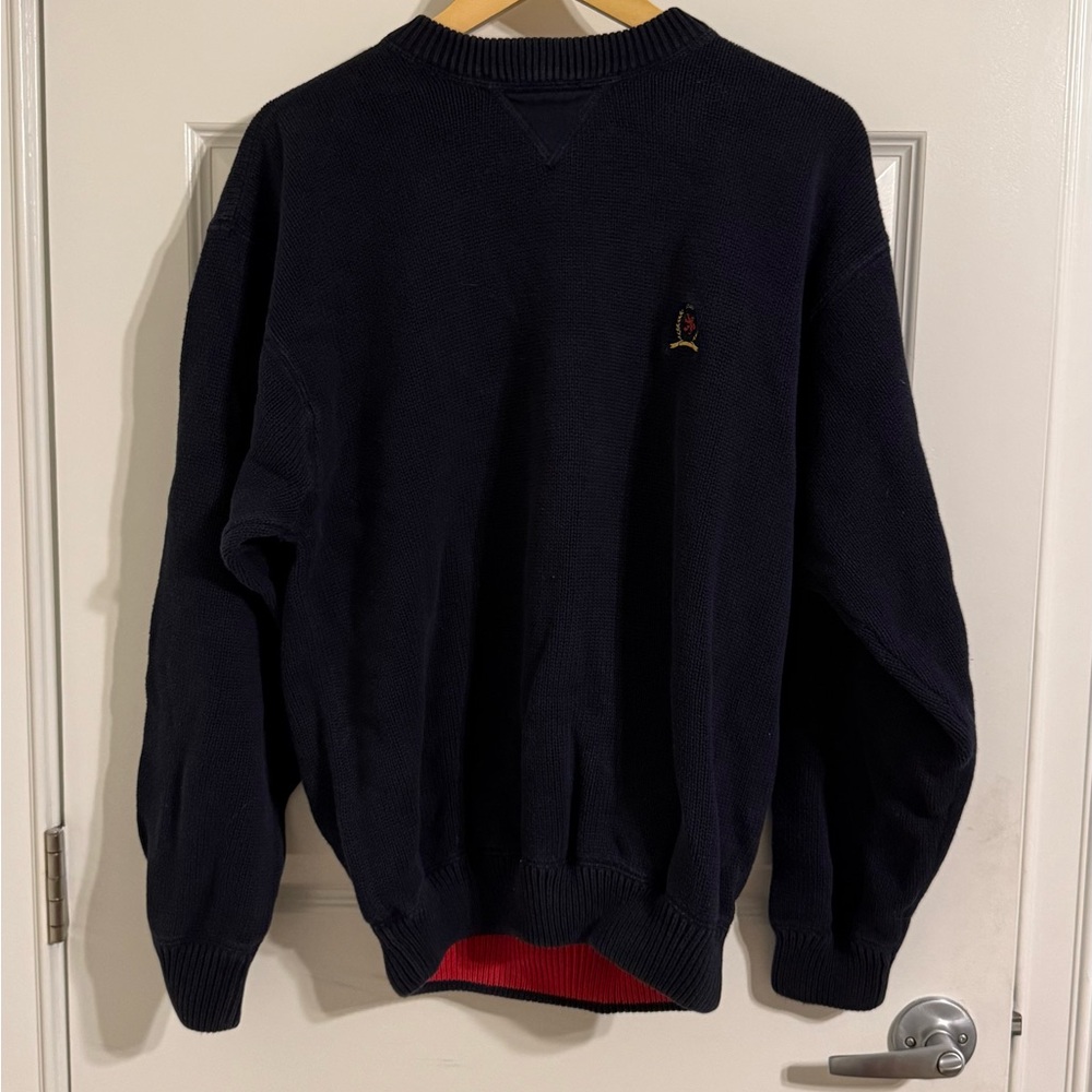Tommy Hilfiger Blue Crewneck Sweater with Embroidered Logo